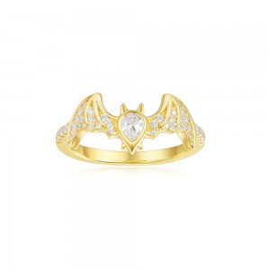 Yellow Silver Flying Bat Ring